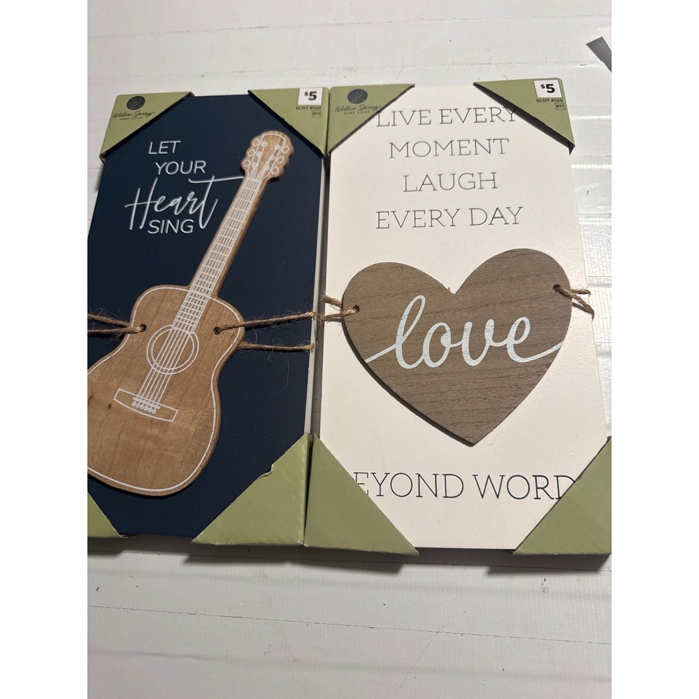 Willow Spring Wall Plaque Set Unisex OS Navy White New Music Heart‎ Decor 2pc